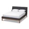 Baxton Studio Louvain Grey Upholstered Walnut-Finished Full Sized Platform Bed 146-8155 - alternate 1
